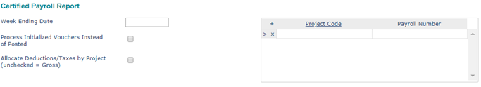 Certified payroll report parameters
